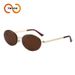 Two Circles Retro Oval Sunglasses - Hong Kong Style Small Metal Frame For Women (Model T1371)_viptrois.com