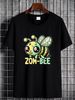 Zom-Bee Adorably Creepy Zombie Bee Cartoon Halloween T-Shirt Breathable Graphic Unisex Casual Comfortable Female Designer Clothes Soft Top For Everyday Wear T-Shirt For Women Casual Women Versatile Women Top Graphic Tees Streetwear Stylish Summer_viptrois.com