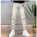 Streetwear Washed Distressed Jeans For Men & Women | High Waist Straight Leg Denim Pants | Hip Hop Casual Trousers In Yellow Ochre & Blue_viptrois.com