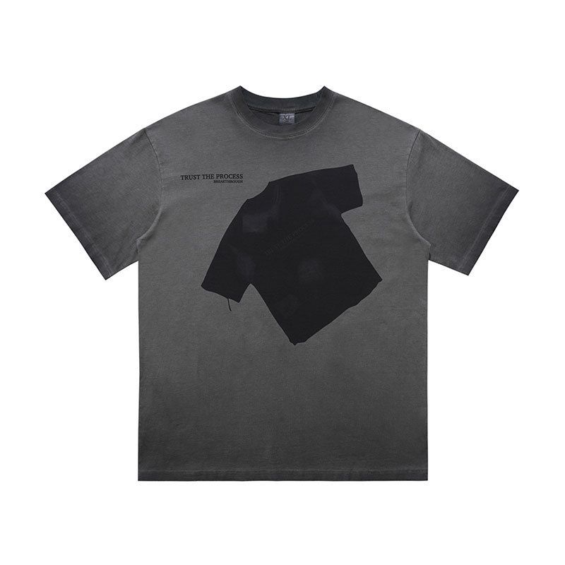 Men's Distressed Ripped Washed T-Shirt, American Style Trendy Short Sleeve Top_viptrois.com