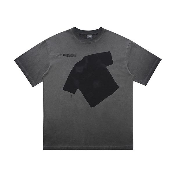 Men's Distressed Ripped Washed T-Shirt, American Style Trendy Short Sleeve Top_viptrois.com