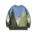 Unisex Cartoon Cat Jacquard Sweater – Trendy Oversized Knit, European Sizing (S-2XL, Black/Bluish)_viptrois.com