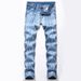 "Men's Light Wash Stretch Jeans – Straight Leg Vintage Style In Blue & Nostalgic White (Sizes 28-42)"_viptrois.com