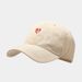 Japanese simple small heart embroidery baseball hat show face small Korean version tide brand peaked cap student couple sun visor_viptrois.com
