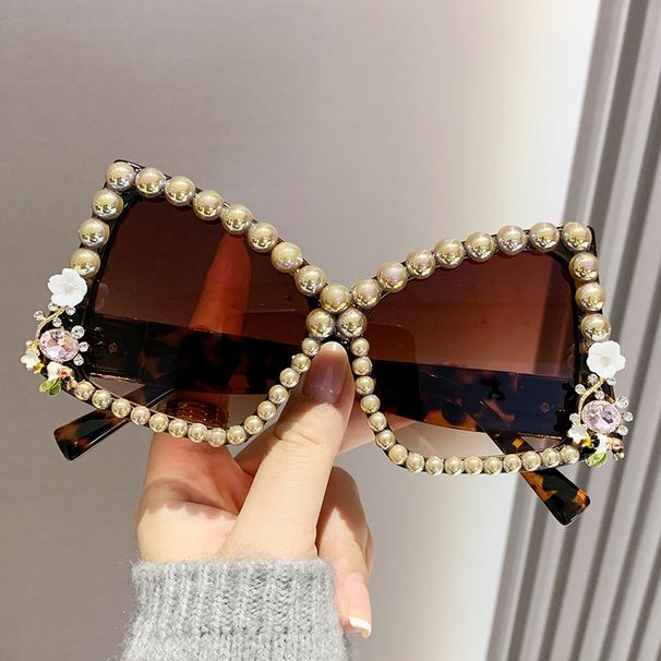Unisex Fashion Round Diamond Studded Sunglasses Sun Protection Sunglasses Outdoor Rhinestone Glasse_viptrois.com