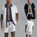 Men's Beach & Casual Short Sleeve Shirt + Shorts Set – Quick-Dry Polyester Summer Outfit (White/Black, S-XXXL, Lightweight & UV Protection)_viptrois.com