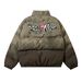 Men's Clothing Letter Retro Cotton Jacket Street Hip Hop Couple Cotton Jacket Trendy Warm Coat_viptrois.com