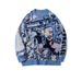 Men's Gothic Dopamine Knit Sweater – Oversized Ribbed Pullover With Dark Aesthetic, 50% Viscose 25% Polyester 25% (Blue/Grey/Pink, S/M/L/XL)_viptrois.com