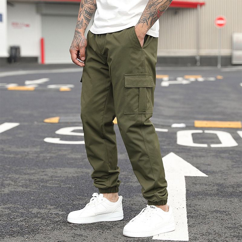 Men's Clothing Men's Sweatpants Straight Multi Pocket Drawstring Sweatpants Men's Casual Sweatpants Men's Summer Thin Workwear Trousers_viptrois.com