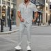 Men's Clothing Men's Summer 2-Piece Outfit - Solid Color Short Sleeve Shirt With Pocket & Matching Pants | Casual Button-Up Set_viptrois.com