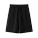 Men's Summer Seersucker Casual Fashion Loose Fit Five Point Shorts Black Gray Khaki Mid Waist Drawstring Baggy Pants_viptrois.com