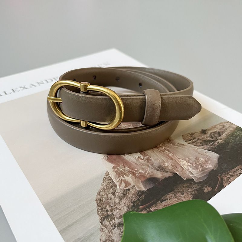 Retro cowhide leather belt for women, genuine leather, fashionable and versatile decorative belt for women, casual pin buckle jeans with ins style_viptrois.com