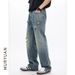 Men's Clothing Fashion Retro Washed Ripped Jeans Wide Leg Loose Casual Floor Mopping Trousers_viptrois.com