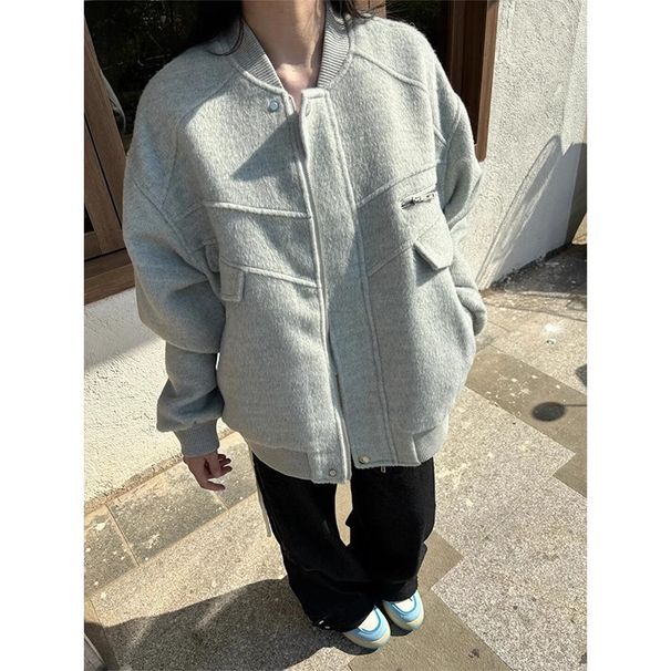 American Retro Woolen For Men Winter Padded Thickened Baseball Cotton Coat High-end Cleanfit Flight Jacket_viptrois.com
