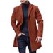 "Men's Wool-Blend Casual Coat – Lightweight Windbreaker With Classic Lapel (Black/Slate Gray/Caramel/Olive Green, M-3XL)"_viptrois.com