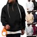 Men's Zip-Up Hooded Sweatshirt With Drawstring - Thickened Polyester Pullover For Casual & Sports (Black, White, Navy, Gray, Khaki, Burgundy)_viptrois.com