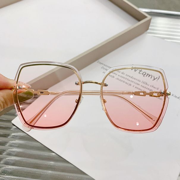 Women's Glasses new blush glasses female internet celebrity same style trimmed sunglasses trendy large frame plain gradient color sunglasses_viptrois.com