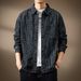 Men's Clothing Retro Jacquard Denim Shirt Loose Large Size Striped Washed Jacket Coat_viptrois.com