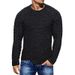 Men's Clothing Solid Color Round Neck Long Sleeve Knitted Top Large Size Men's Clothing_viptrois.com