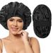 double layer satin nightcap, ribbon style women's round hat, double sided wide brimmed high elastic hair care hat_viptrois.com