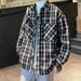 Xiaoxiangfeng Jacket Men's Spring And Autumn High-end Sense American Trend High Street Men's Black And White Plaid Shirt Jacket Clothes_viptrois.com