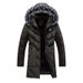 Men's Long Hooded Winter Coat With Fleece Lining, Heavyweight Cotton Jacket For Cold Weather, Plus Size Parka With Zipper Pockets_viptrois.com
