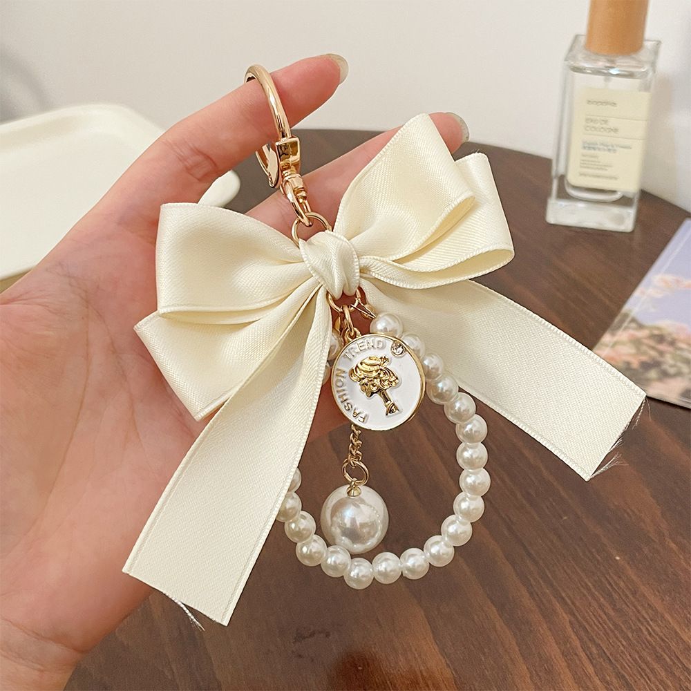 e Big Bow Tie Pearl String Keychain Ribbon Bag Pendant Handmade Hair Accessories Car Accessories_viptrois.com