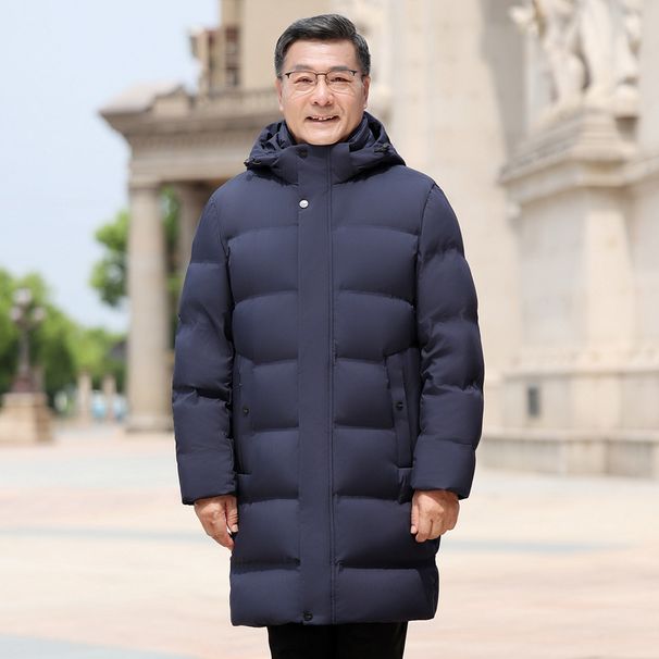 Men's Clothing Down Jacket Men's Medium And Long Thickened Enlarged Slim Fit Fashionable Dad's Outfit Middle Aged Grandfather Down Jacket_viptrois.com
