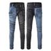 Men's Clothing European And American Style High Street Mandarin Duck Color Men's Trendy Motorcycle Jeans Men's Elastic Slim Stitching Men's Pants 1053_viptrois.com
