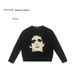 Pure American Portrait Print Black White Color Block Crew Neck Sweater Men, Loose Fit Couple's Lazy Style Knitted Top For_viptrois.com
