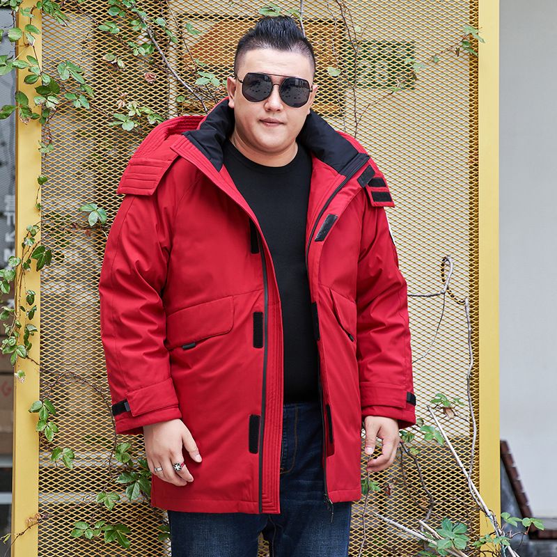 Men's Clothing Extra Large Long Down Jacket With Detachable Inner Liner, Heavy Duty Workwear Coat For Extreme Cold Weather - Black, Red, Ivory_viptrois.com