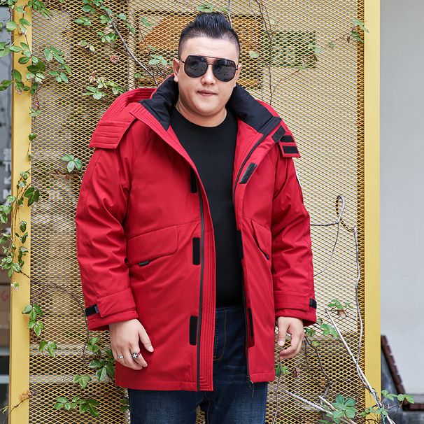Men's Clothing Extra Large Long Down Jacket With Detachable Inner Liner, Heavy Duty Workwear Coat For Extreme Cold Weather - Black, Red, Ivory_viptrois.com