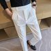 Men's Clothing Naples High Waist Trousers Men's Drape Slim Fit Business Trend Straight Casual Trousers Black Suit Trousers_viptrois.com