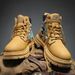 Men's British Style Martin Boots - Low Top Work Boots With Breathable PU Upper & Cushioned Insole For Winter & Spring (Khaki/Black/Gray, Sizes 39-48)_viptrois.com