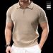 Men's Retro Knitted Polo Shirt - Slim Fit Short Sleeve Lapel Top For Summer_viptrois.com