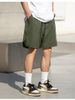 K Men's Loose Casual Shorts With A Curved Slit Design At The Hem And Embroidered Sporty Five Quarter Pants_viptrois.com