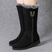 Warm High Fur 2024 Winter Shoes For Women Chunky Mid-calf Plush Snow Flat Boots ZIP Fashion Botas De Mujer_viptrois.com