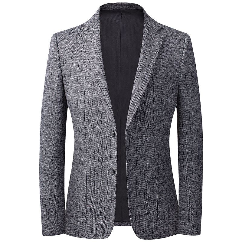 Men's Clothing Lacebert Autumn And Winter Knitted Wool Suits For Young And Middle Aged Men, Small Suits, Men's Slim Wool Casual Suits_viptrois.com