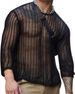 Men's Clothing Fashion Men's Casual Knitted Pullover Round Neck Three Quarter Sleeve Hollow Summer Sun Protection Clothing Men's Tops_viptrois.com