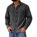 Men's Vintage Washed Cotton Shirt – Distressed Collar & Chest Pocket, Breathable Long Sleeve (S-XXXXL, Classic Solid Colors)_viptrois.com