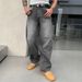 Vintage Washed Straight Leg Loose Fit Jeans | High Street Wide Trousers For Men Casual Style Effortless Versatility_viptrois.com