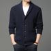Pulse Quality European And American Cross-Border New Long Sleeve Cardigan Pocket High Collar Solid Color Knitted Sweater Men's_viptrois.com