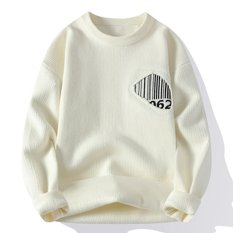 Men's Crew Neck Pullover Long Sleeve Ripped Sweater Trendy Men's Casual Warm Knitted Sweater_viptrois.com