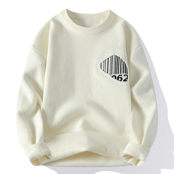 Men's Crew Neck Pullover Long Sleeve Ripped Sweater Trendy Men's Casual Warm Knitted Sweater_viptrois.com