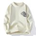 Men's Crew Neck Pullover Long Sleeve Ripped Sweater Trendy Men's Casual Warm Knitted Sweater_viptrois.com