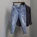 Men's Cropped Jeans New Summer Autumn Korean Style Trendy Slim Fit Versatile Design Pants_viptrois.com