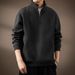 Men's Heavyweight Quarter-Zip Polo Sweatshirt - Soft Vintage Style Pullover For Fall_viptrois.com