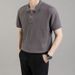 Trendy Hong Kong Style Lapelpolo Men's Short Sleeve Casual Loose Fit Summer Thin Solid Color Knitted Topt Base Layer Top_viptrois.com