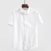Men's Clothing Summer Casual Square Collar Linen Short Sleeved Shirt Thin Breathable Loose Large Size Cotton And Linen White Shirt_viptrois.com