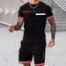 Men's Clothing Fashion Trend Design Short Sleeved T Shirt Shorts Print Suit Two Piece Set_viptrois.com